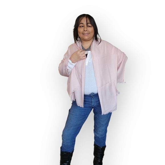 WOMENS PINK SHAWL SCARF - Picture 6 of 6